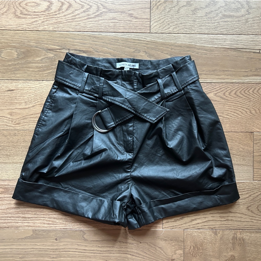 Black Faux Leather Shorts